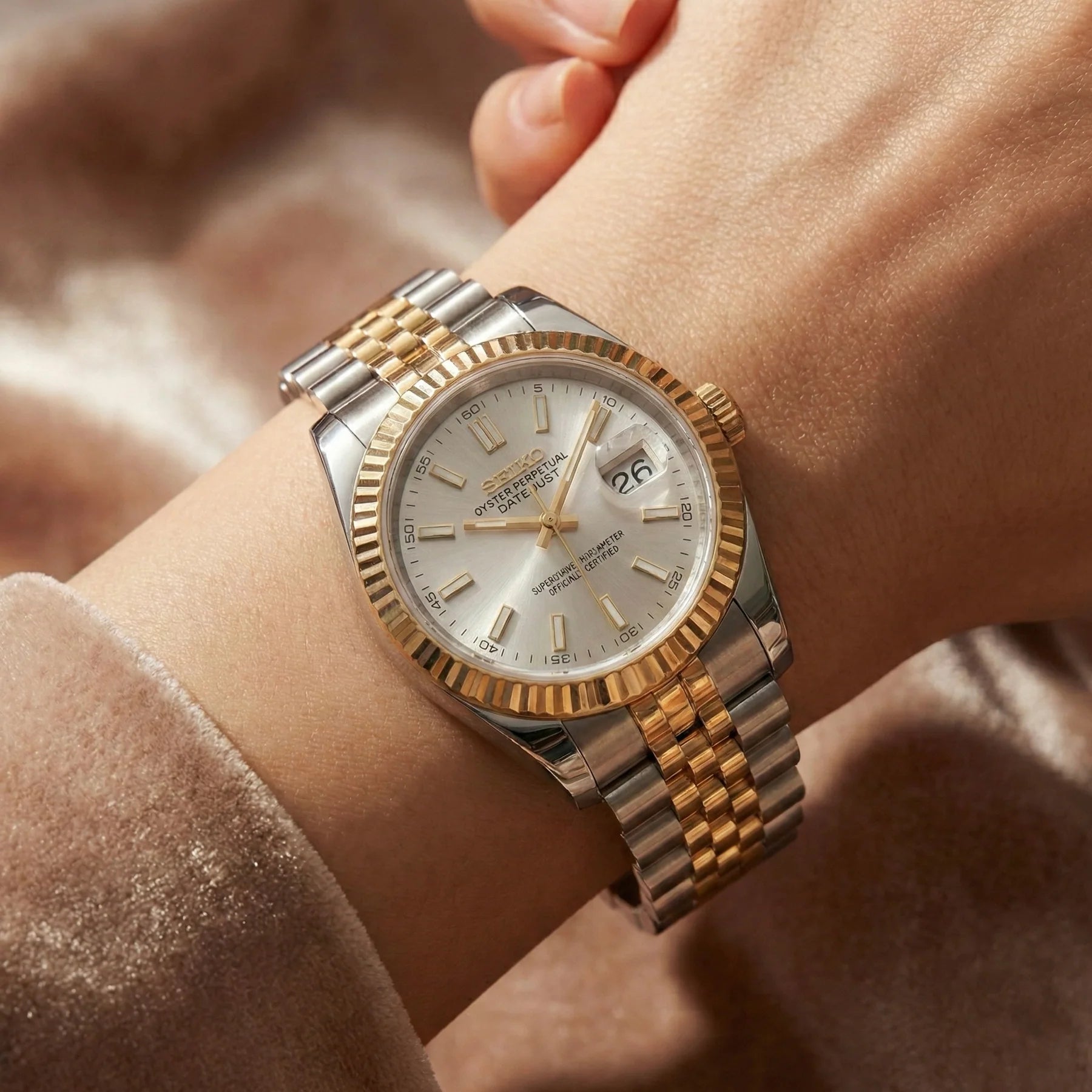 Seiko mod Two Tone Gold White - Chrono122