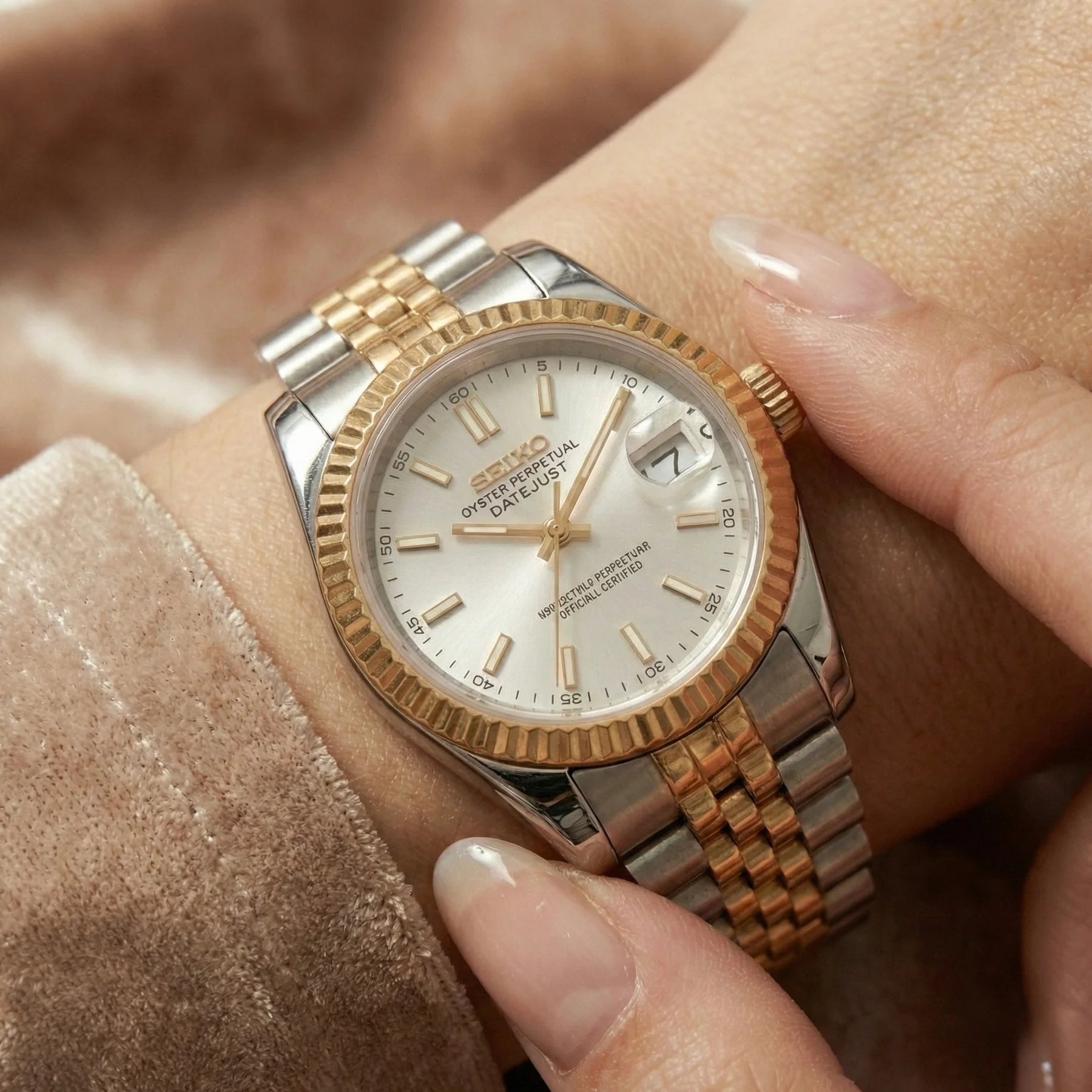 Seiko mod Two Tone Gold White - Chrono122