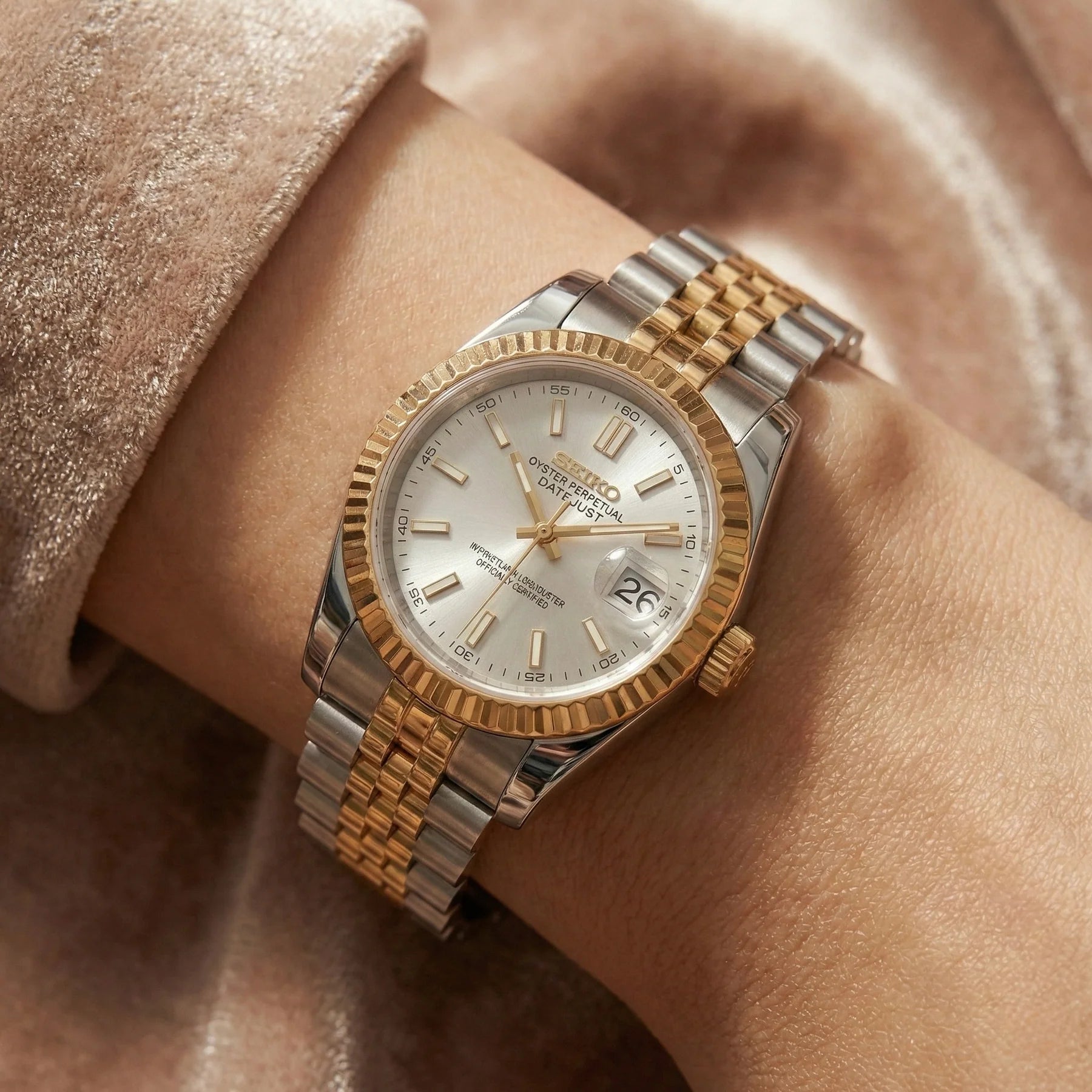 Seiko mod Two Tone Gold White - Chrono122