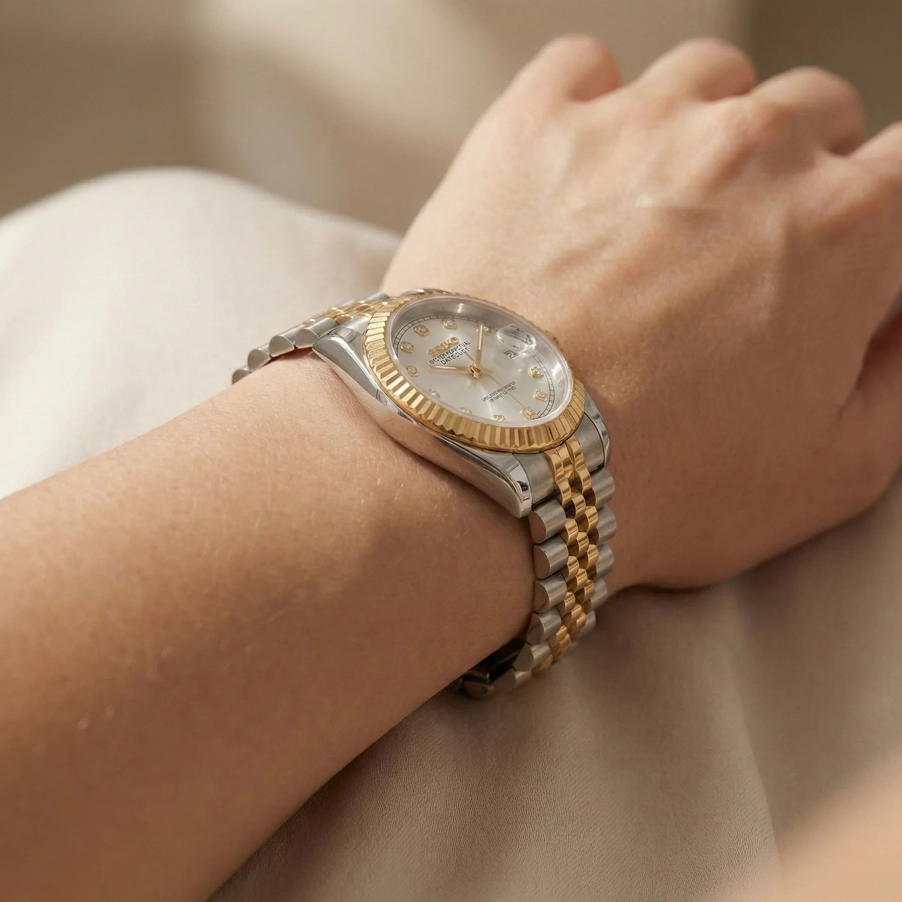 Seiko mod Two Tone Gold White - Chrono122