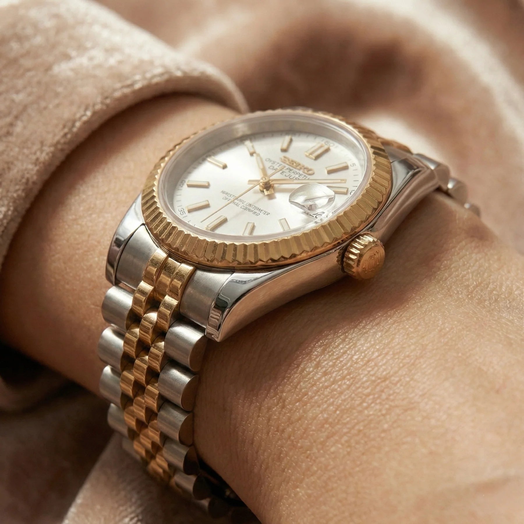 Seiko mod Two Tone Gold White - Chrono122