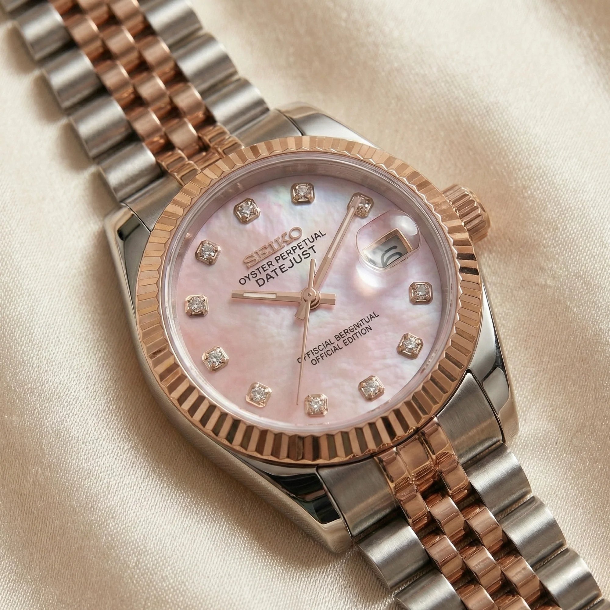 Seiko mod Rose Gold Mother of Pearl - Chrono122