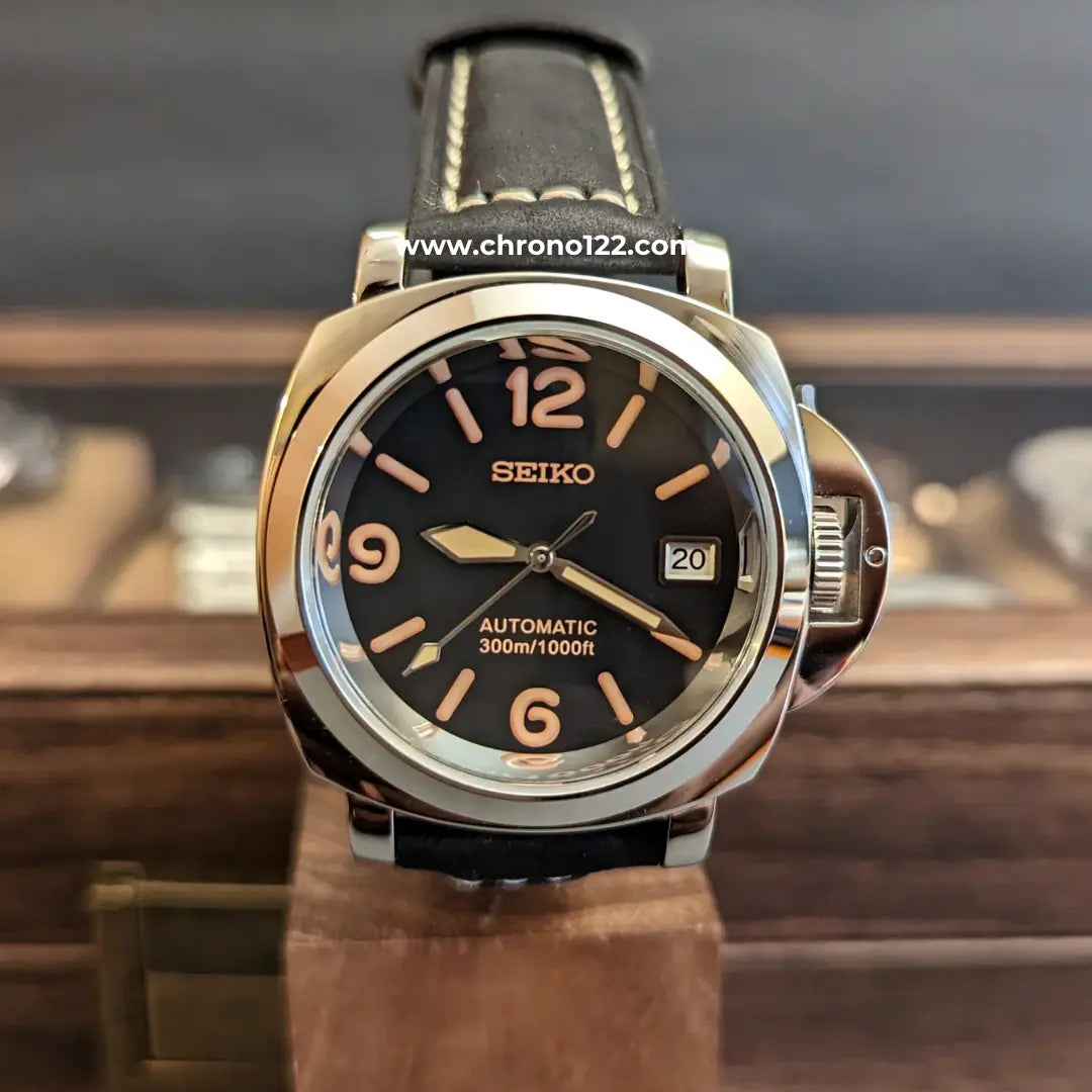 Seiko Panerai classic luminor, mouvement automatique Chrono122, seiko mod, seiko modifications