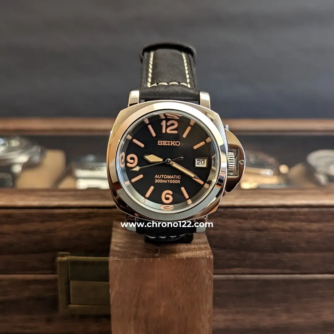 Seiko Panerai classic luminor, mouvement automatique Chrono122, seiko mod,seiko modifications