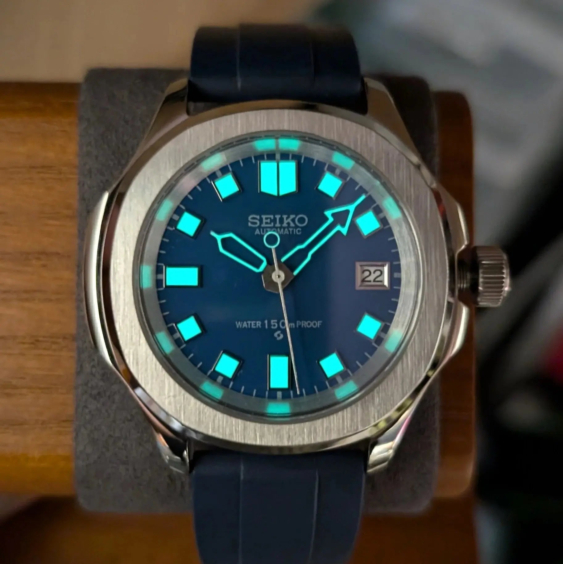 Seiko modfiée, seiko-mod seiko naut bleue