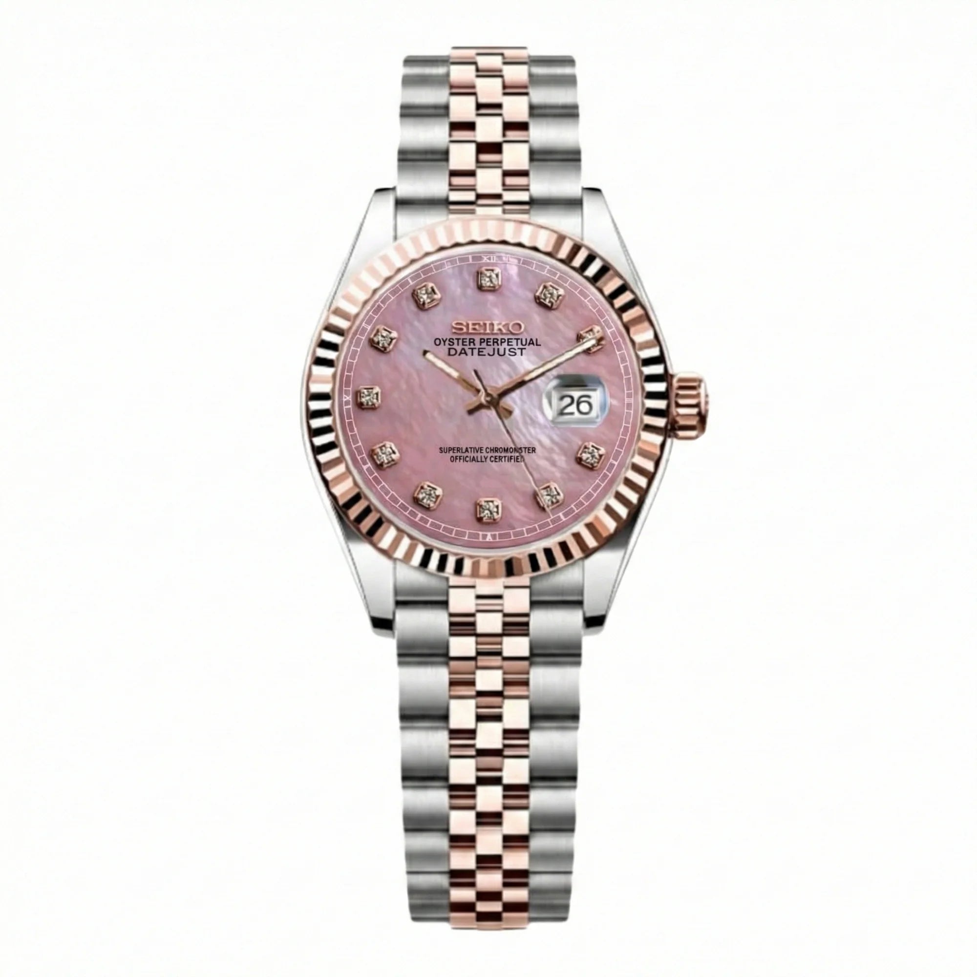 Seiko mod Rose Gold Mother of Pearl - Chrono122