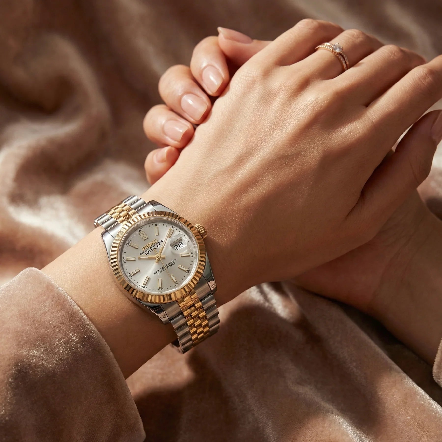 Seiko mod Two Tone Gold White - Chrono122