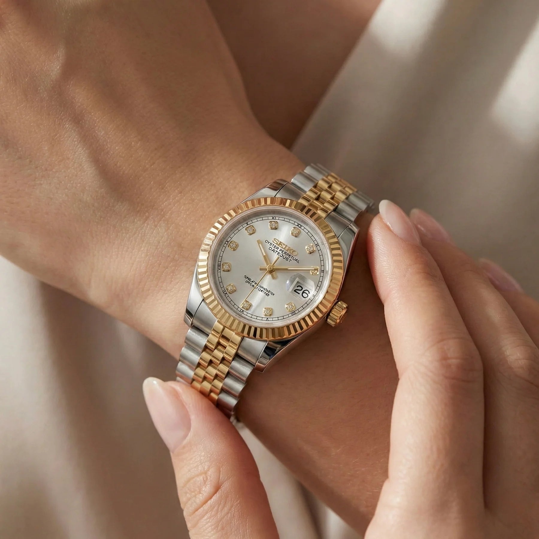 Seiko mod Two Tone Gold White - Chrono122
