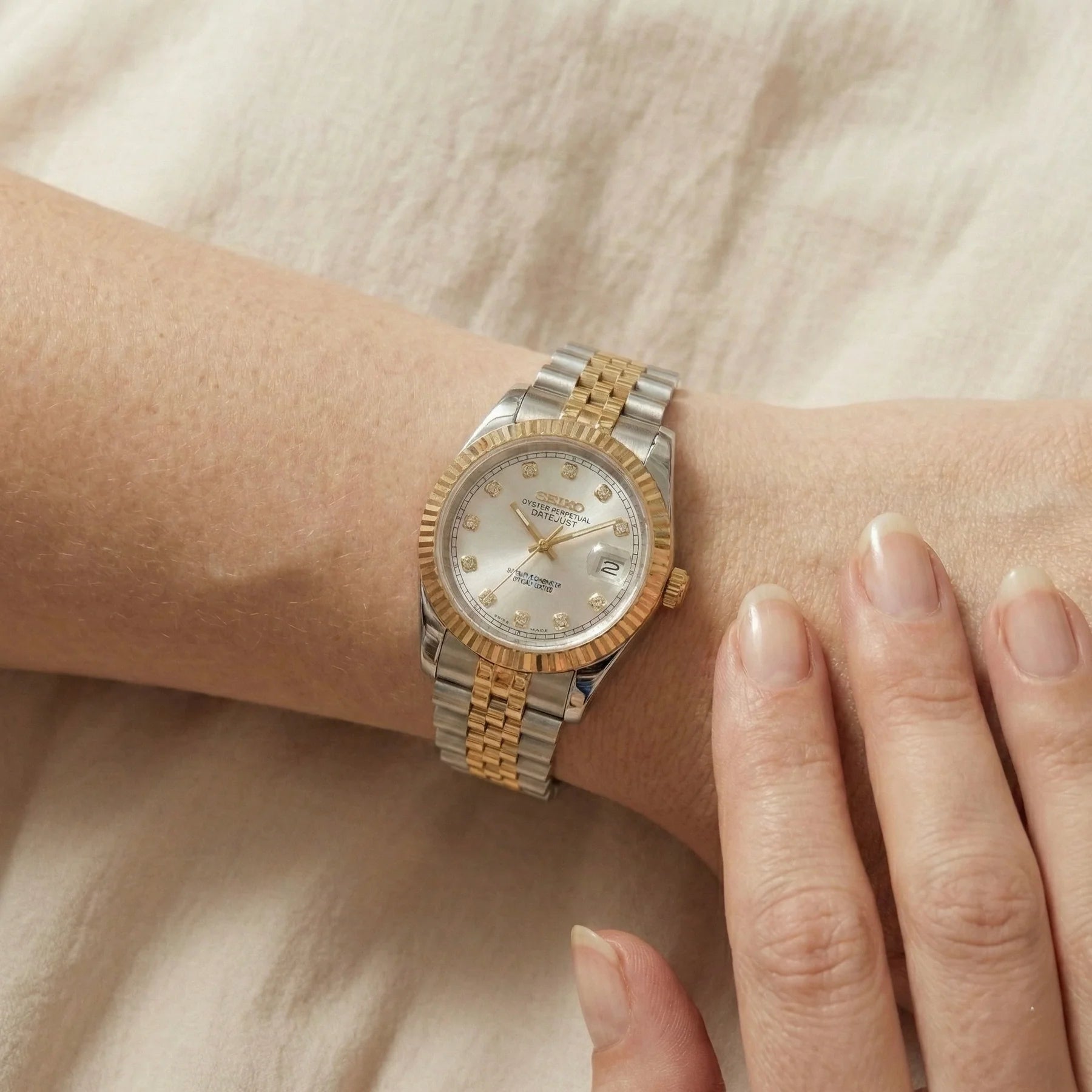 Seiko mod Two Tone Gold White - Chrono122