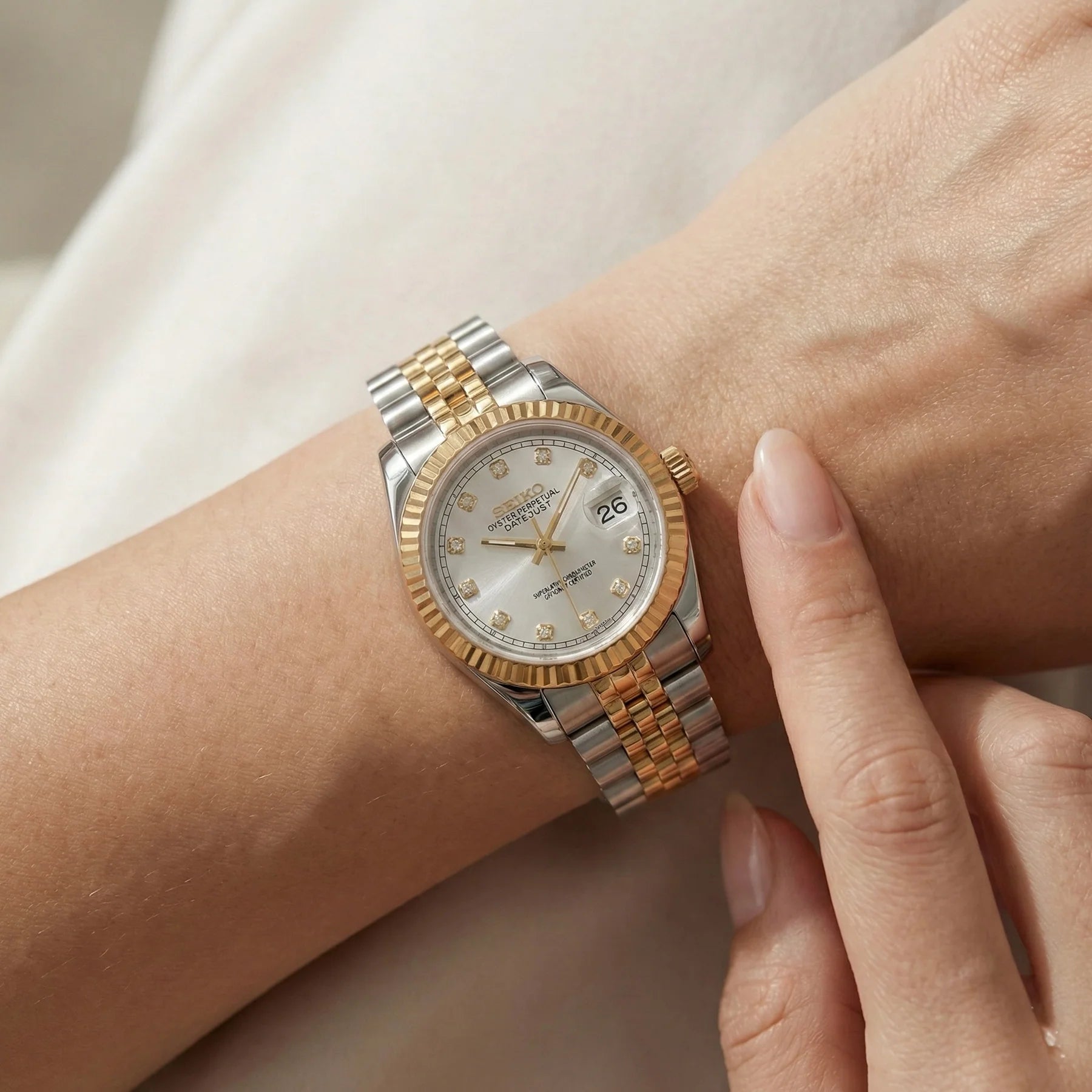 Seiko mod Two Tone Gold White - Chrono122