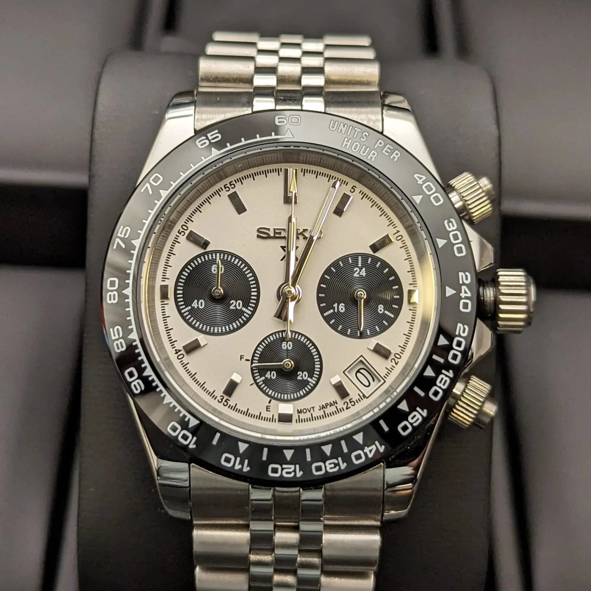 MOD クロノグラフ パンダSdesign Montre Chronographe Seiko Mod